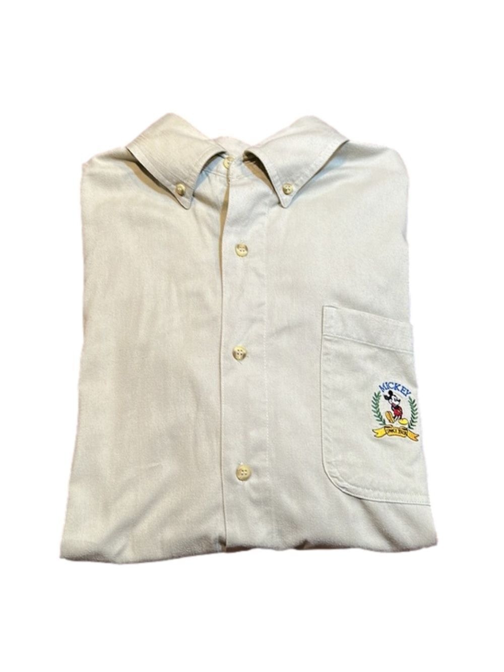MICKEY, INC Khaki Men’s Vintage Khaki Button Down Long Sleeve Polo Shirt Size M